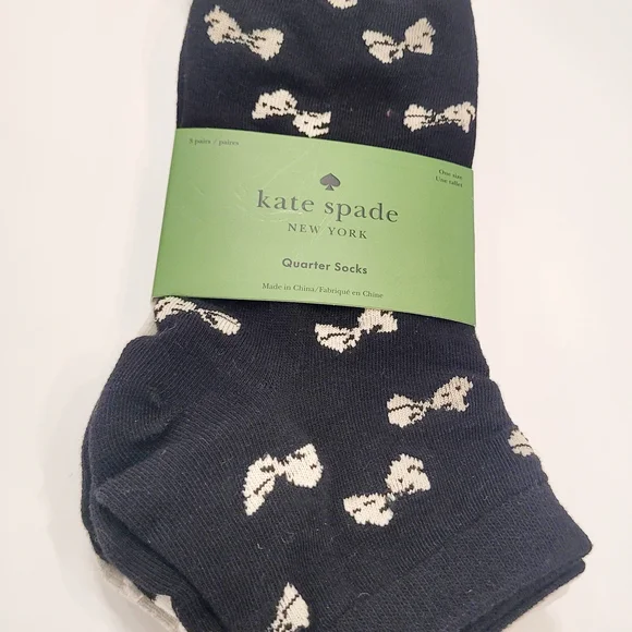 Kate Spade Black Socks with Bows 3 Pairs - Picture 2 of 4